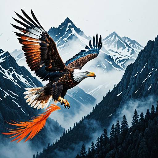 Soaring Eagle with Azure Swirls Soaring Eagle with Azure Swirls