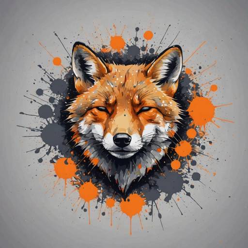 Sleeping Fox with Paint Splatter Art