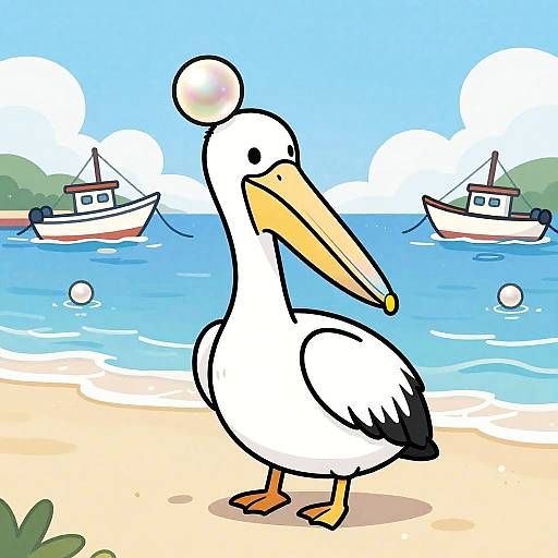 Smiling Pelican at Sunny Harbor