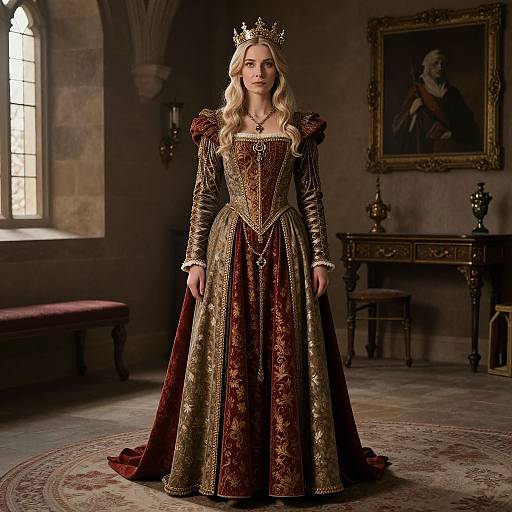 Medieval Queen in Regal Attire