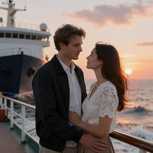 Romantic Sunset on a Ship