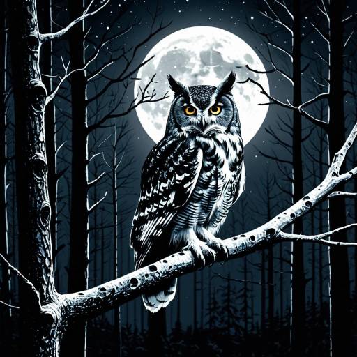 X-Ray Owl in Moonlit Forest