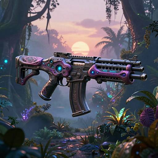 Bioluminescent Alien Sci-Fi Machine Gun