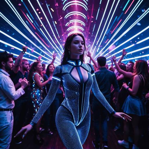 Futuristic Goddess Dancing in Astral Nightclub