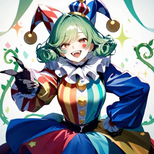 Whimsical Clown Girl in Full Color
