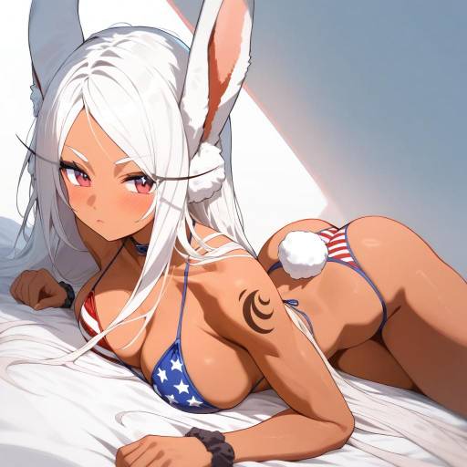 Adventurous Rabbit Girl in American Bikini