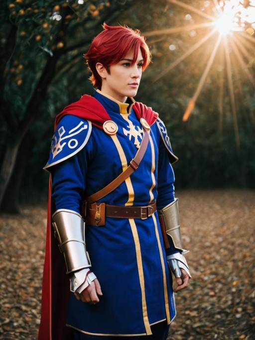 Cosplayer in Roy Fire Emblem Costume