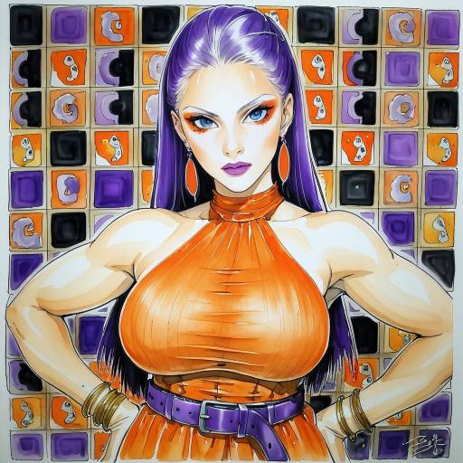 Elegant Jujutsu Kaisen Girl in Orange Dress