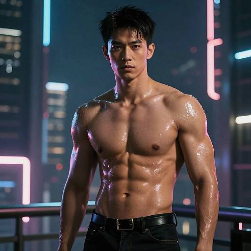 Cyberpunk Hot Men in Futuristic City