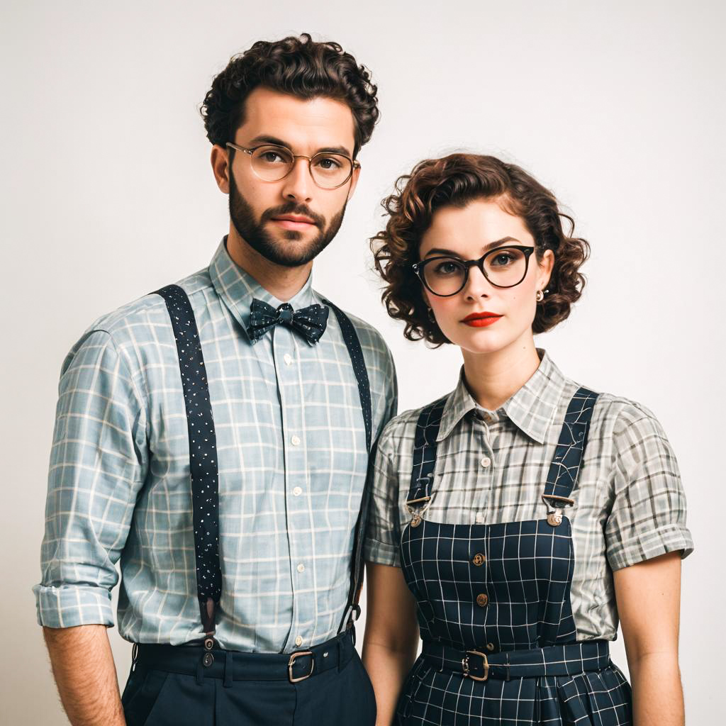 Playful Vintage Couple in Retro Style