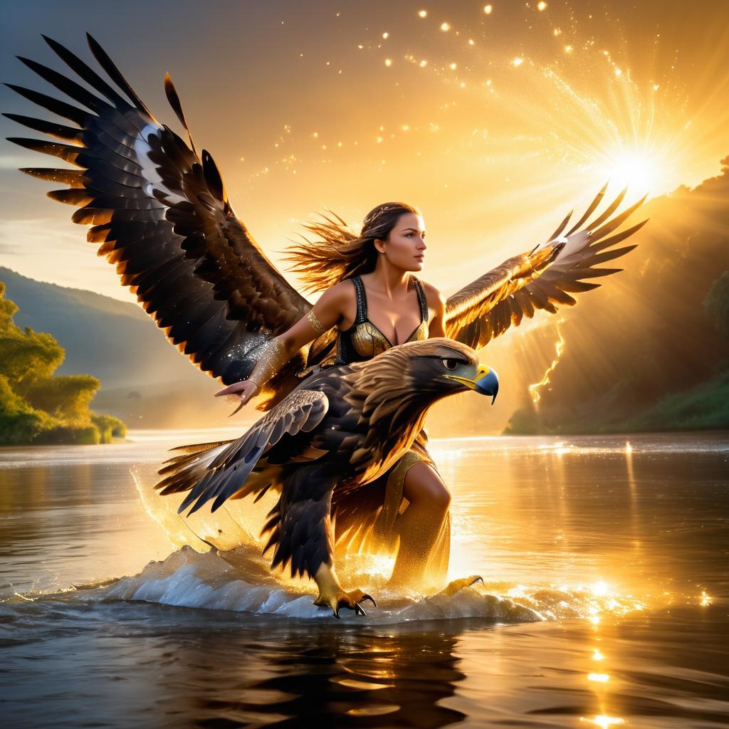 Majestic Golden Eagle with Enchanting Woman