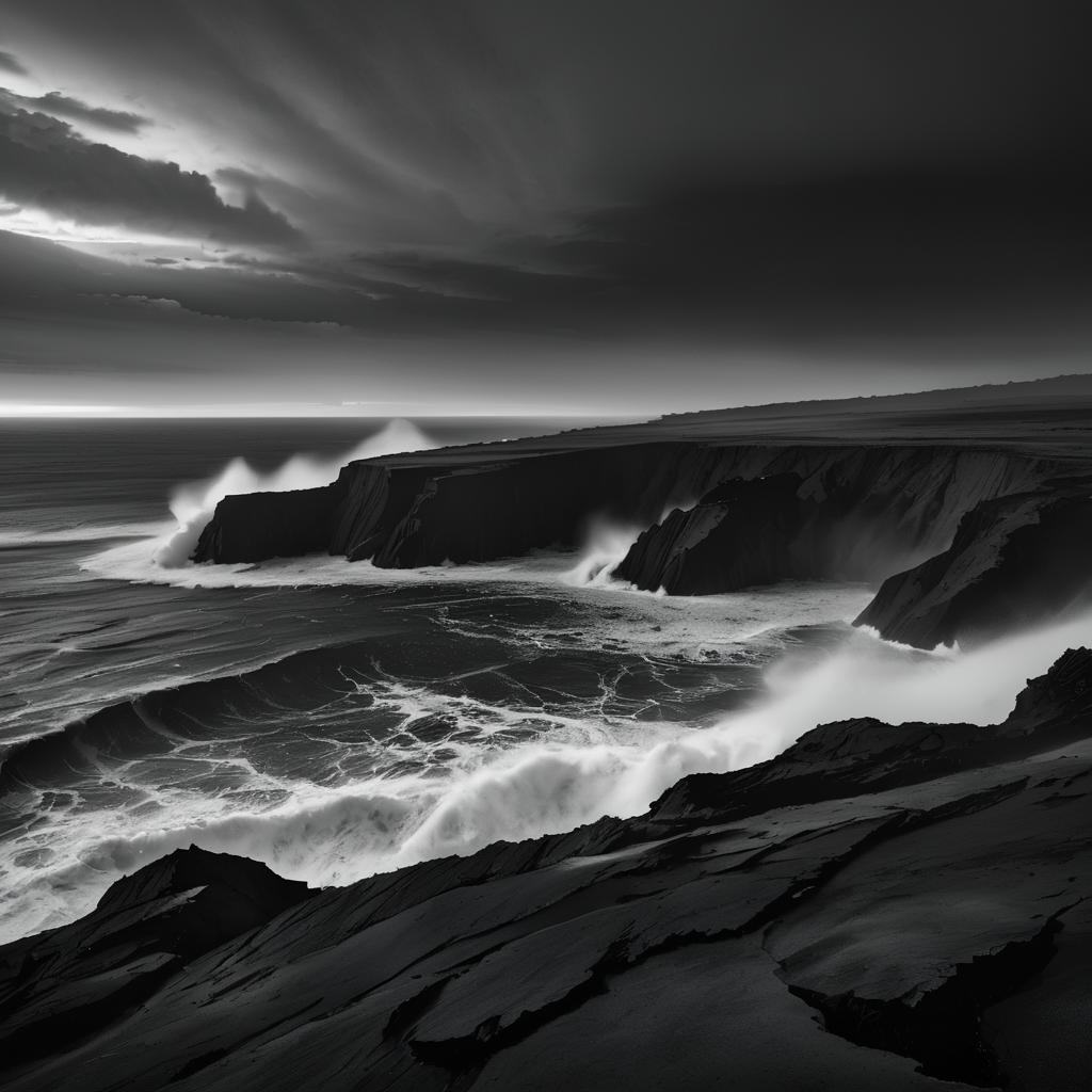 Moody Twilight Over a Rugged Coastline