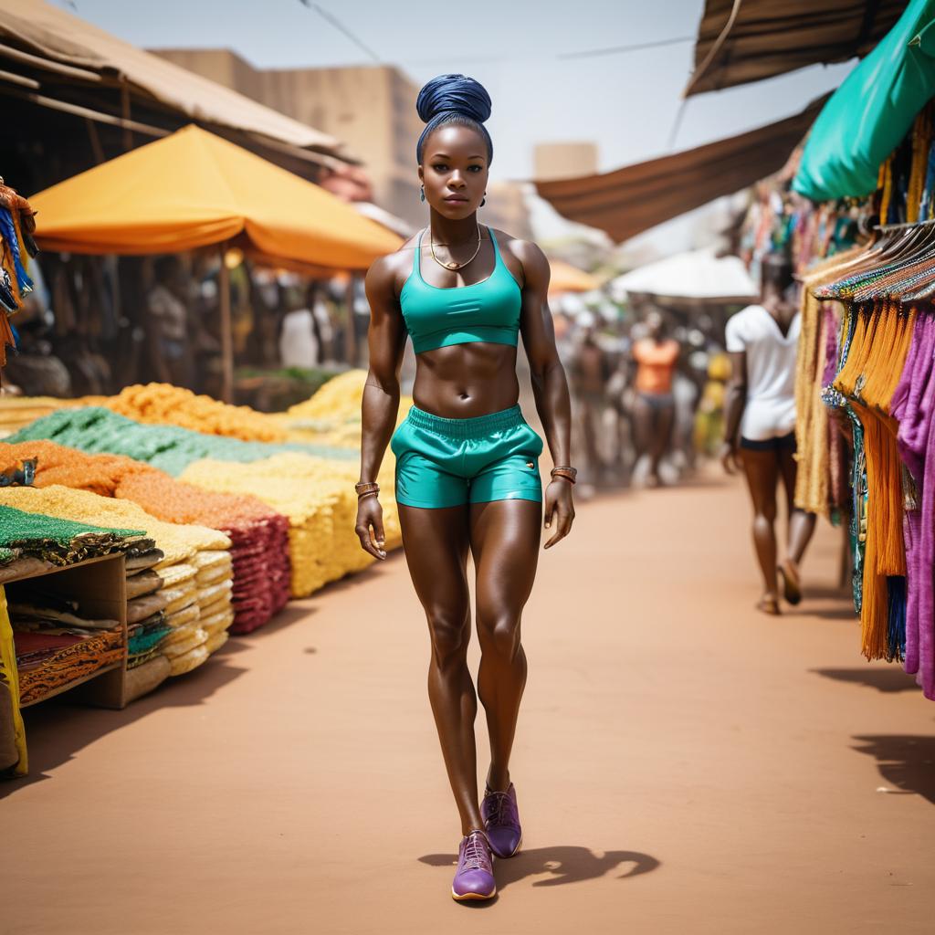 Vibrant Fit Woman in West African Market