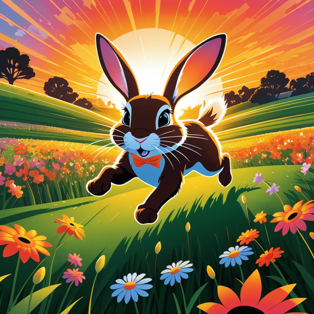 Fearless Rabbit in a Flower Field