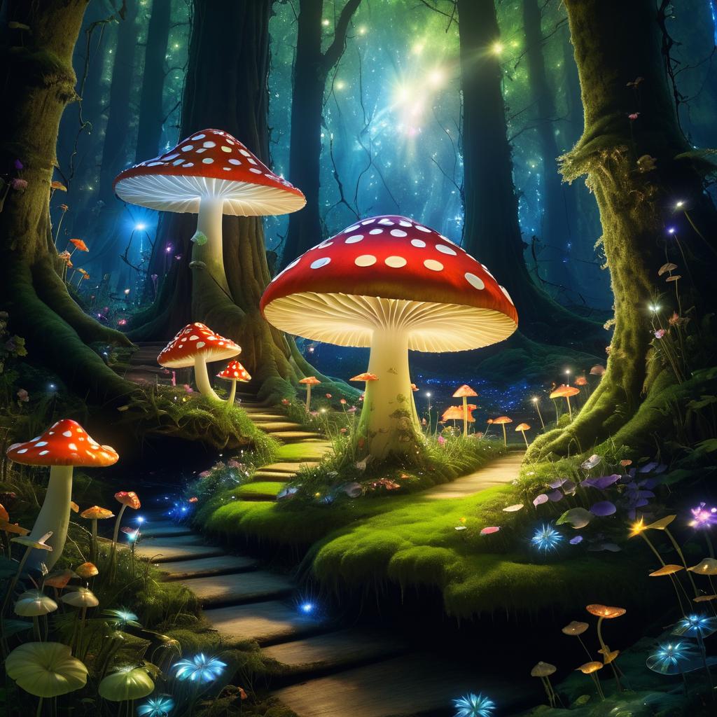 Enchanting Forest with Giant Toadstool