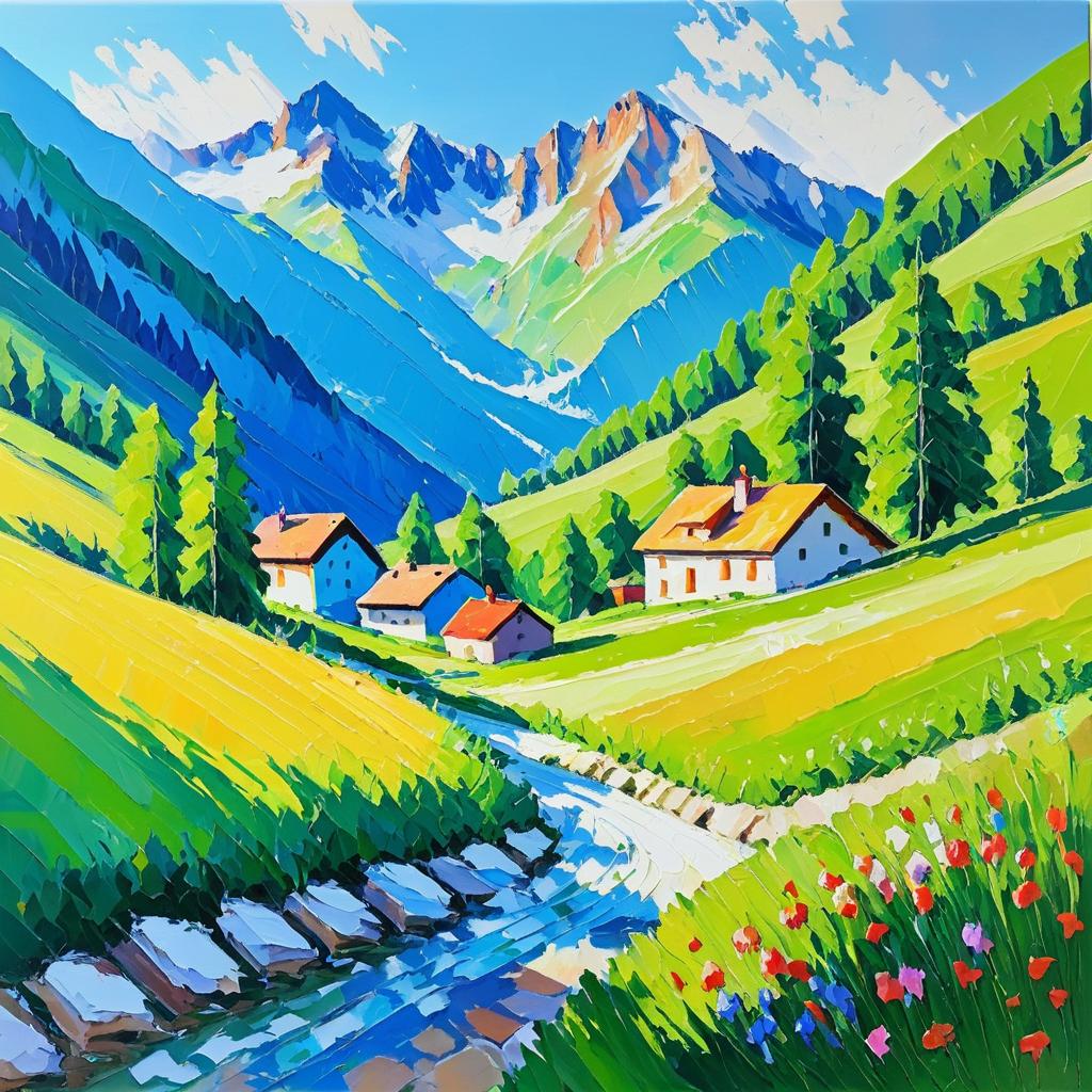 Vibrant Post-Impressionist Alps Landscape