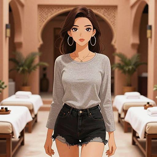 Stylish Woman at Marrakech Spa Retreat