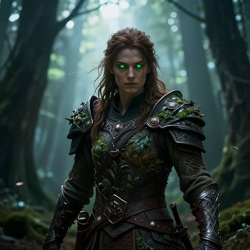 Warrior in Mystical Forest Glow