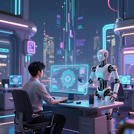 Futuristic Cyberpunk Workspace Design