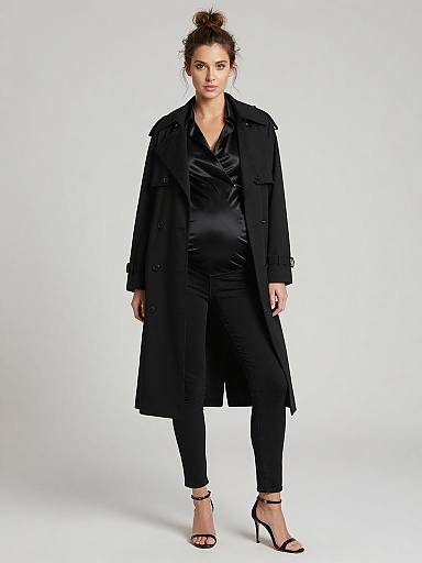 Sleek Monochrome Maternity Fashion Portrait