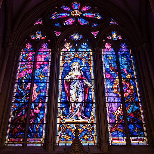 Vaporwave Gothic Stained Glass Window