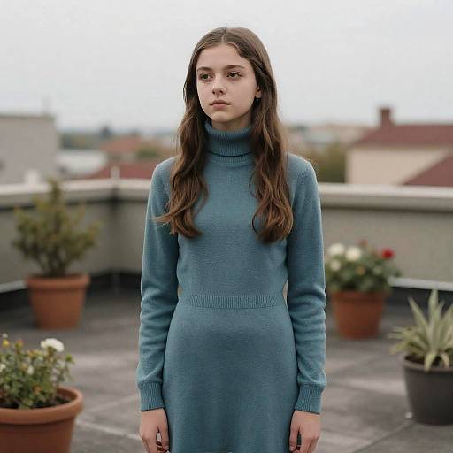 Thoughtful Teen Girl Rooftop Pose