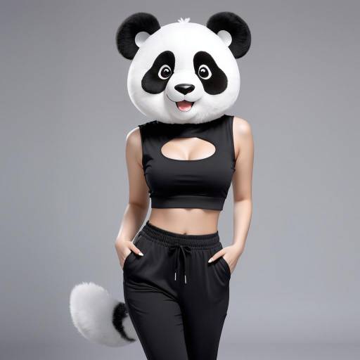 Playful Panda Girl in Motion Playful Panda Girl in Motion