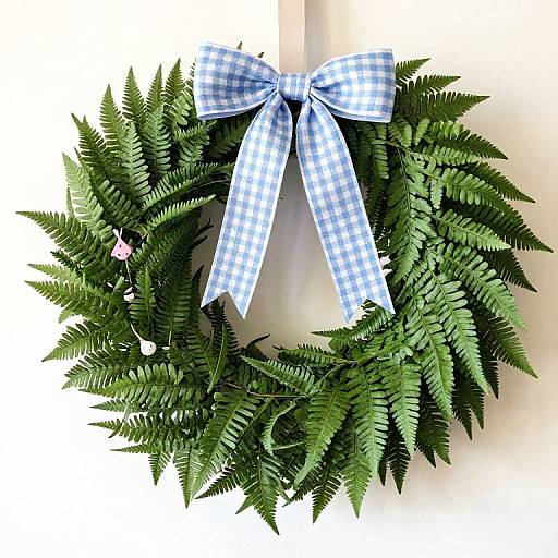 Gingham Bow and Bunny Fern Wreath