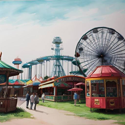 Ink Painting of an Abandoned Amusement Park