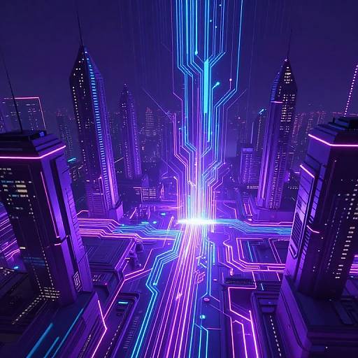 Futuristic Cyberpunk Neon Cityscape