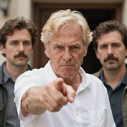 Determined Elderly Man Pointing Forward