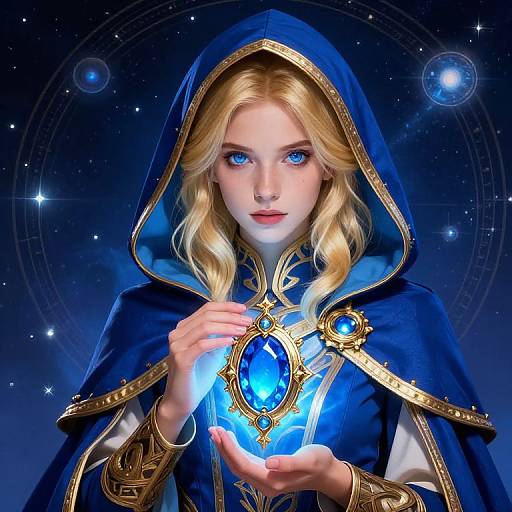 Young Sorceress with Glowing Medallion