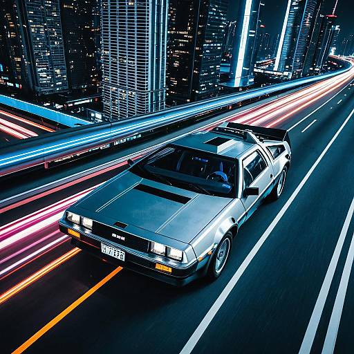 1986 DeLorean on Futuristic Neon Highway