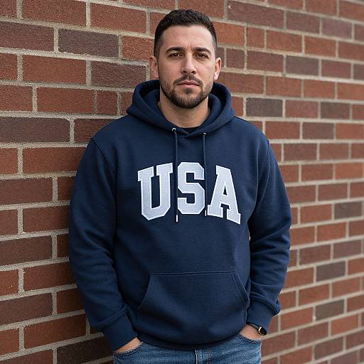 Photograph of a bearded man with short dark hair, wearing a black 