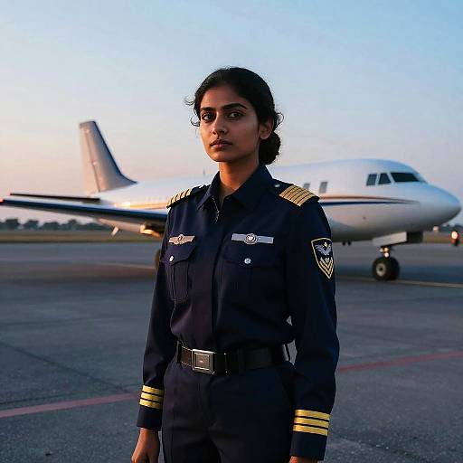 Cinematic Dawn Portrait of Female Pilot