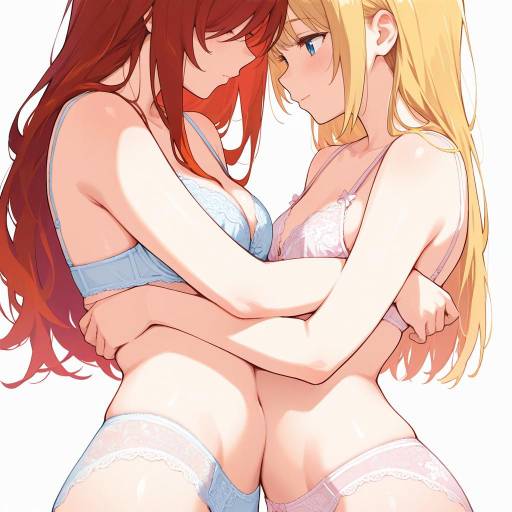 Elegant Embrace of Two Young Women Elegant Embrace of Two Young Women