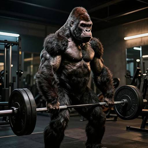 Muscular Gorilla in Film Noir Gym
