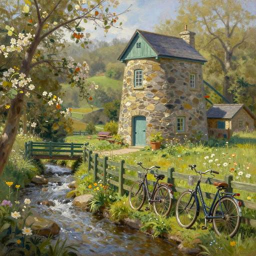 Quaint Stone Mill in Lush Valley