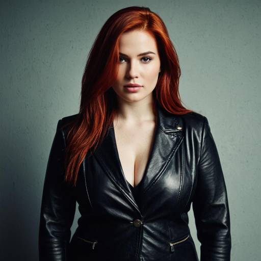 Confident Woman in Black Leather Blazer