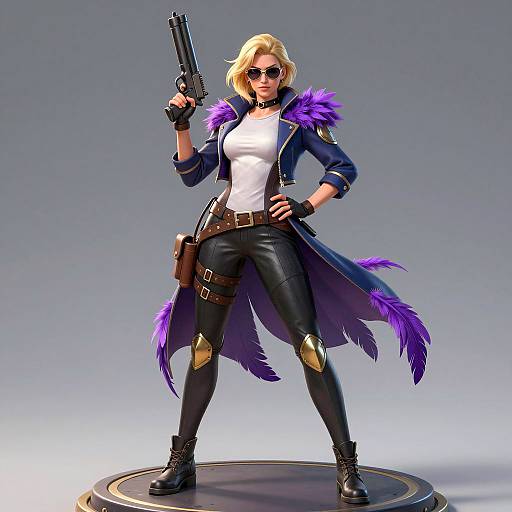 Confident Blonde Femme Fatale with Gun