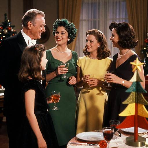 Classic Christmas Party Scene in Vintage Style