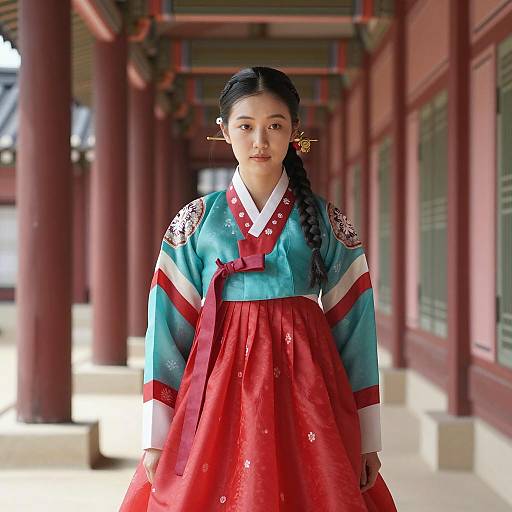 Young Woman in Traditional Korean Hanbok