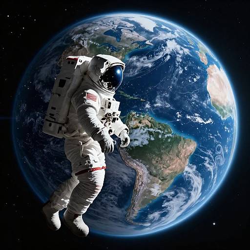 Astronaut Floating Near Earth