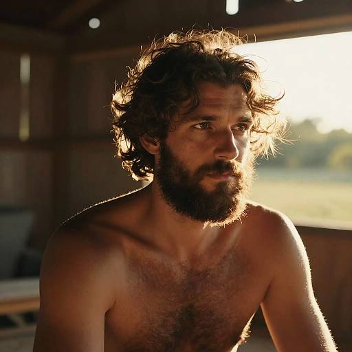 Warm Cinematic Portrait of Bearded Man