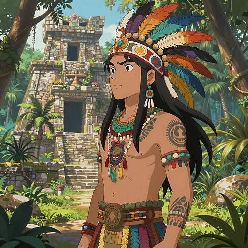 Indigenous Mexican Anime Warrior