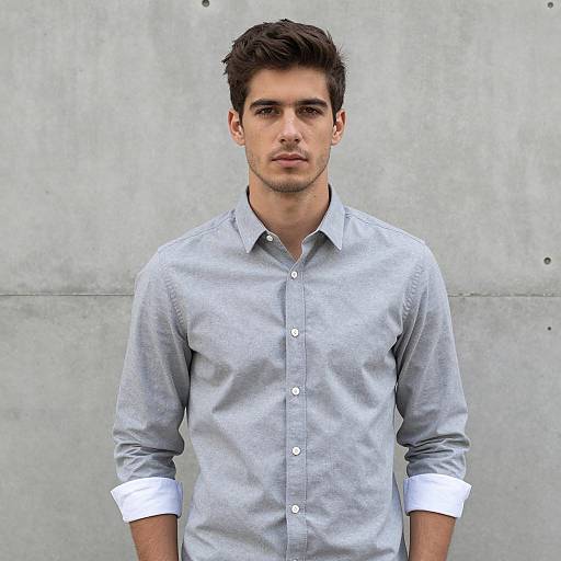 Handsome Young Man in Gray Shirt