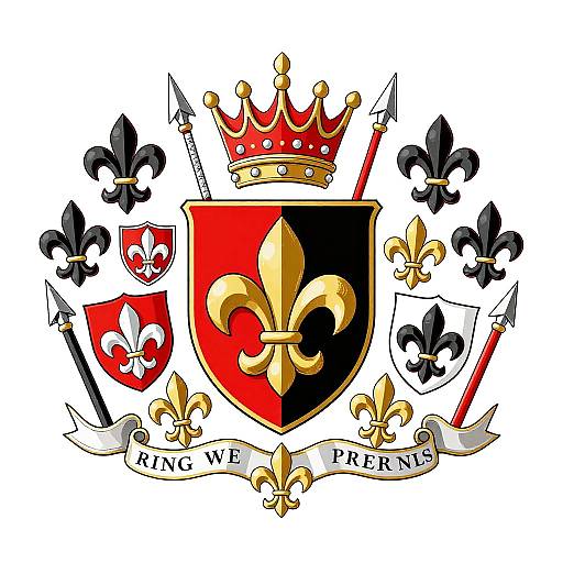 Custom Family Crest with Fleur-de-lis and Heraldic Elements