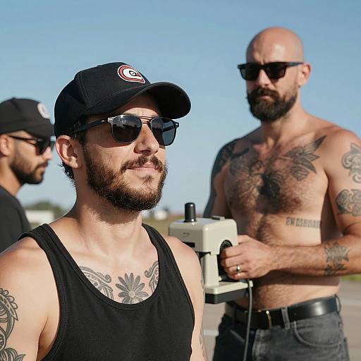 Three Tattooed Men Enjoying the Outdoors