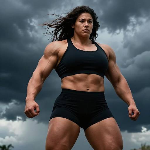 Epic Female Athlete in Stormy Scene