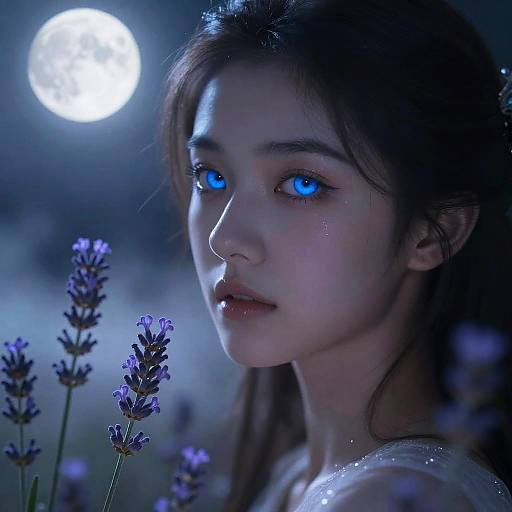 Ethereal Lavender Eyes Under Moonlight
